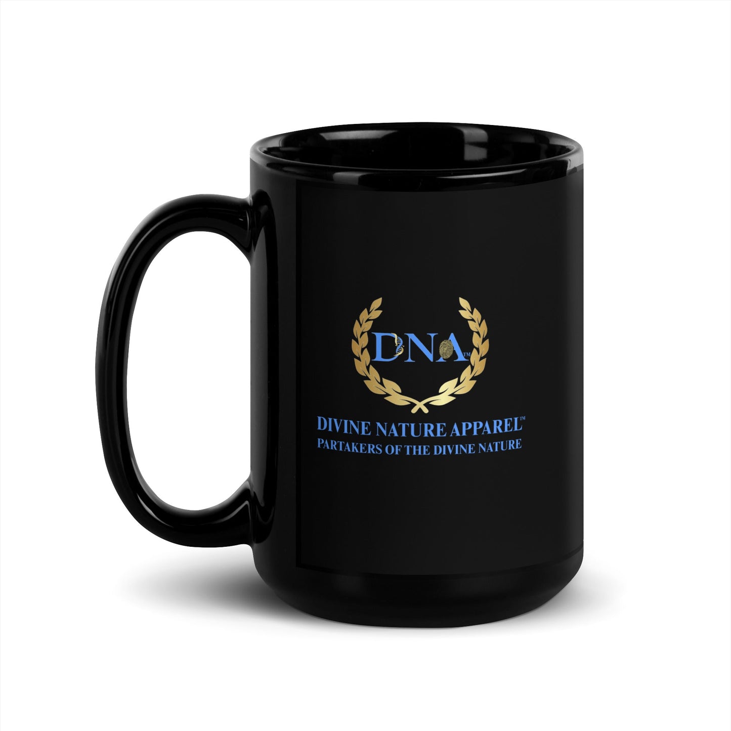 15oz DNA Black Glossy Mug 2 - Sided Full Color Logo - divinenatureapparel