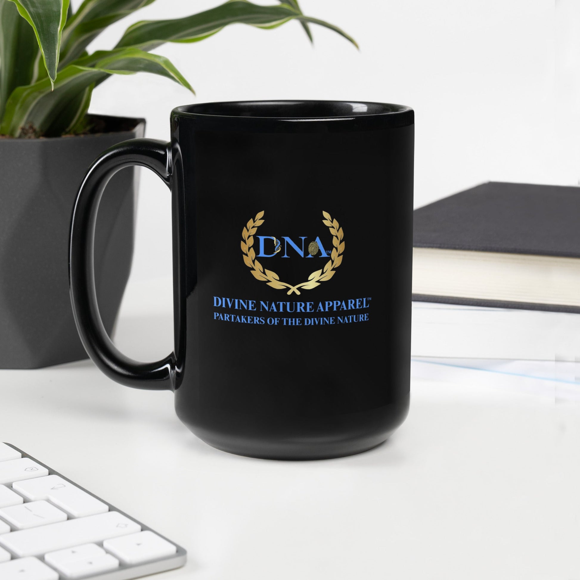 15oz DNA Black Glossy Mug 2 - Sided Full Color Logo - divinenatureapparel