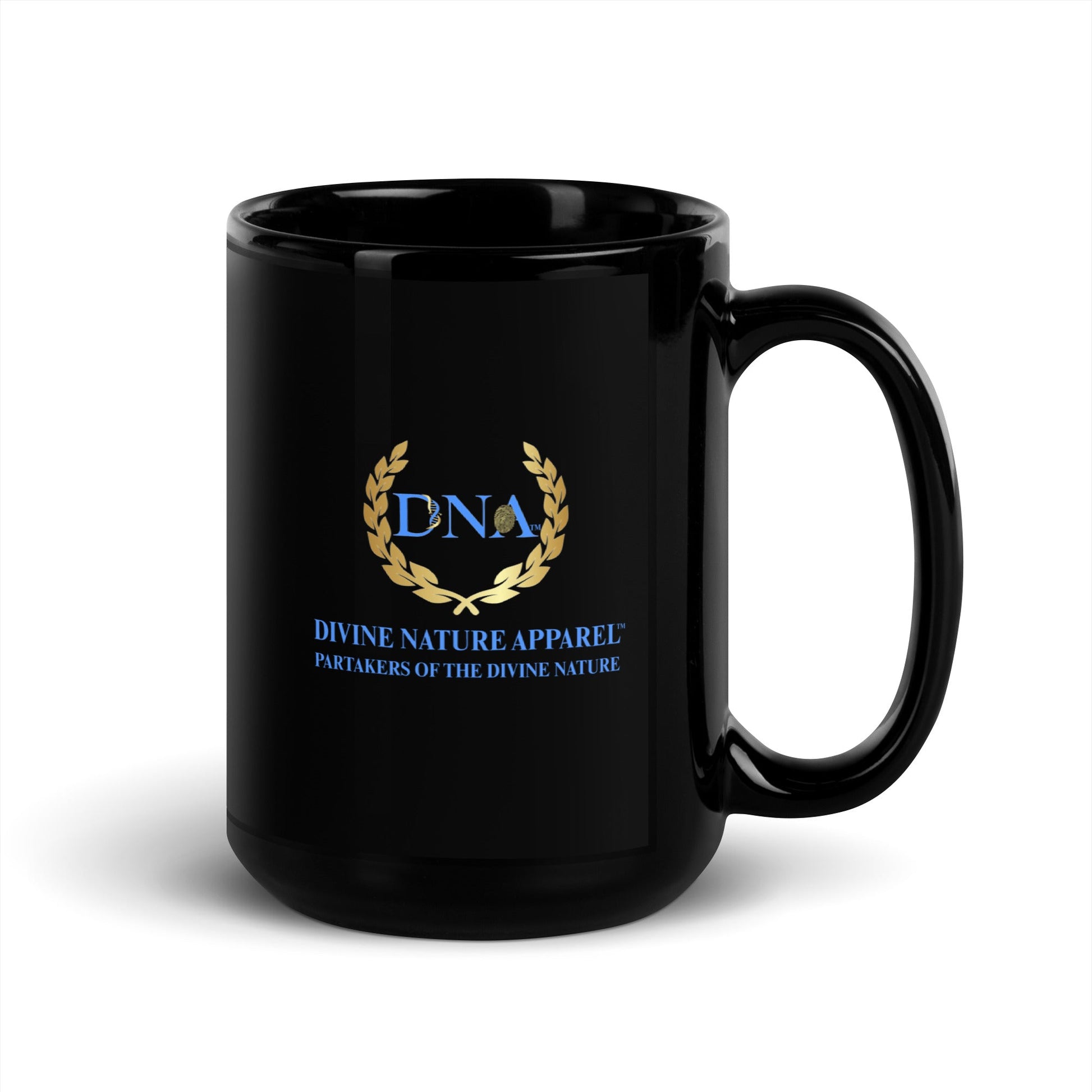 15oz DNA Black Glossy Mug 2 - Sided Full Color Logo - divinenatureapparel