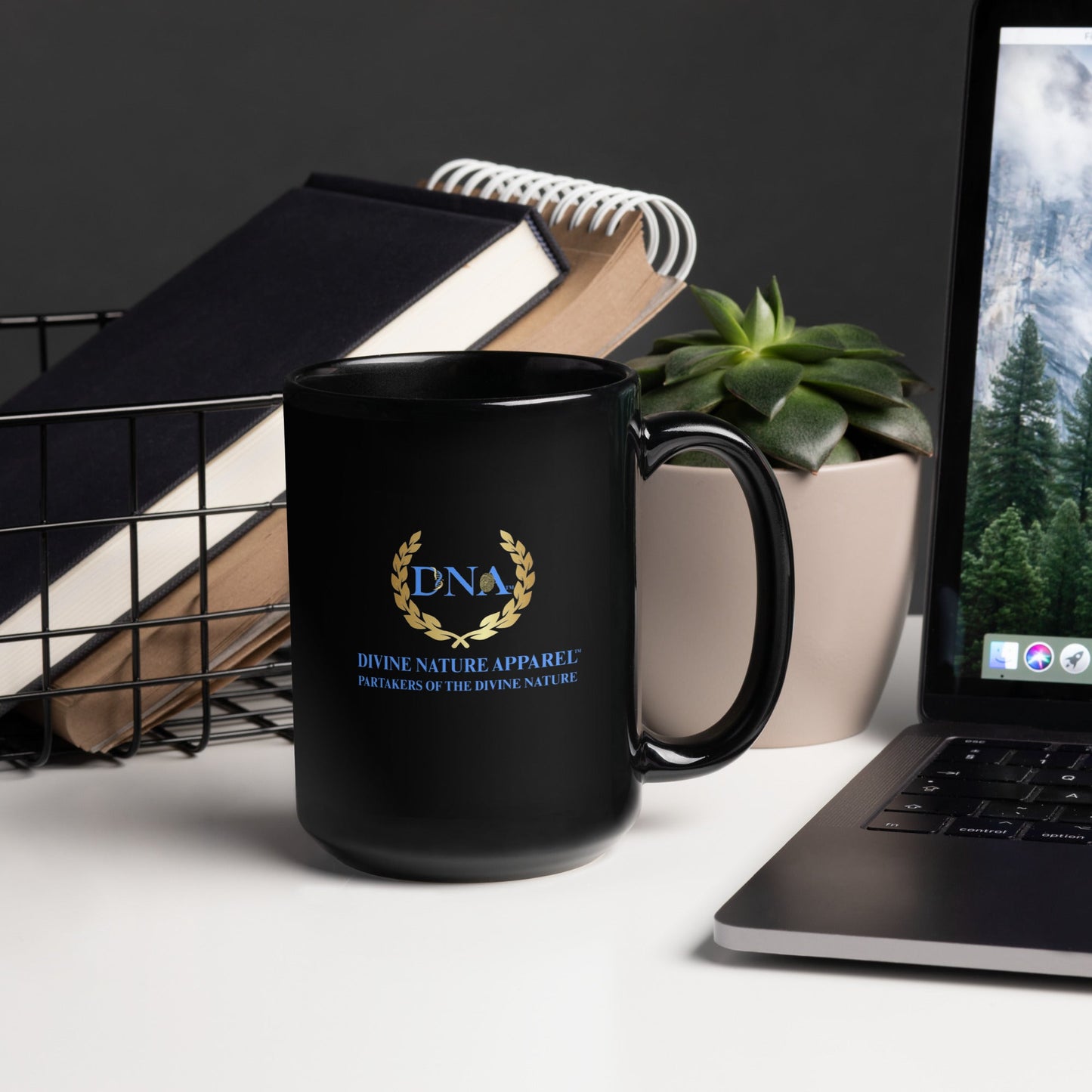 15oz DNA Black Glossy Mug 2 - Sided Full Color Logo - divinenatureapparel