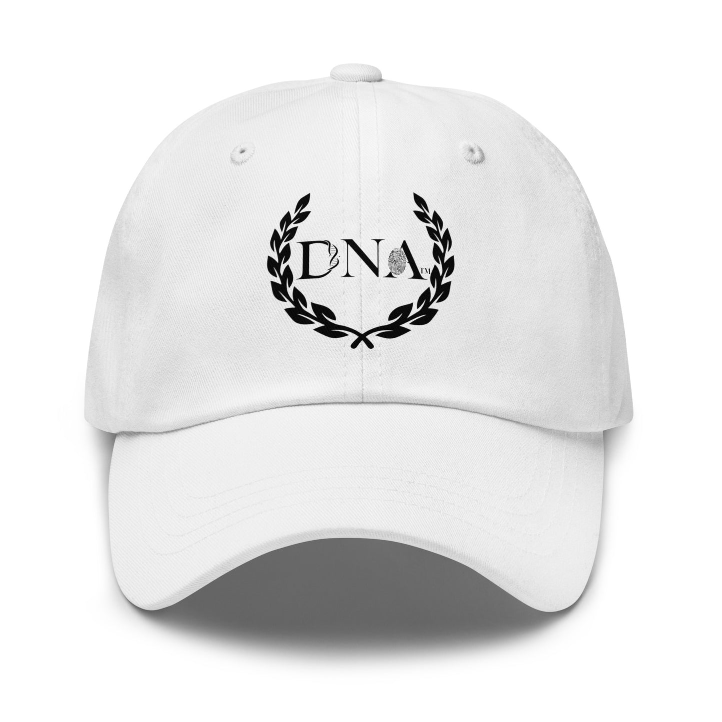 White DNA Dad Hat with Minimalist DNA Logo - Unisex