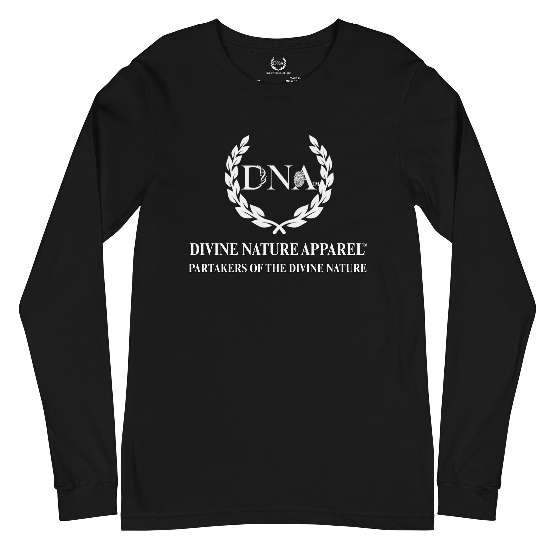 DNA Cotton Long Sleeve Unisex Crew with White DNA Logo - divinenatureapparel