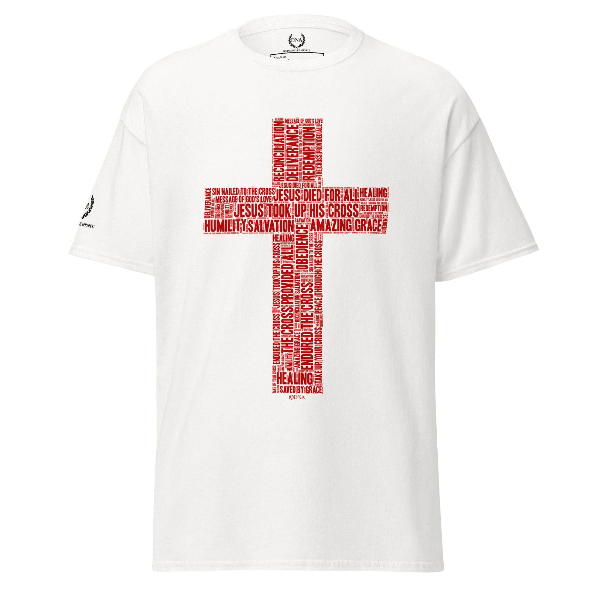 DNA Red Word Cross Unisex T-shirt - divinenatureapparel