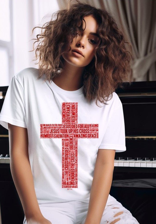 DNA Red Word Cross Unisex T-shirt - divinenatureapparel
