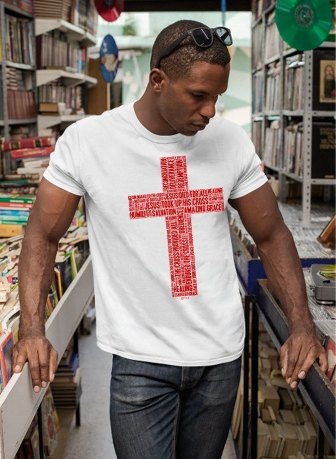 DNA Red Word Cross Unisex T-shirt - divinenatureapparel
