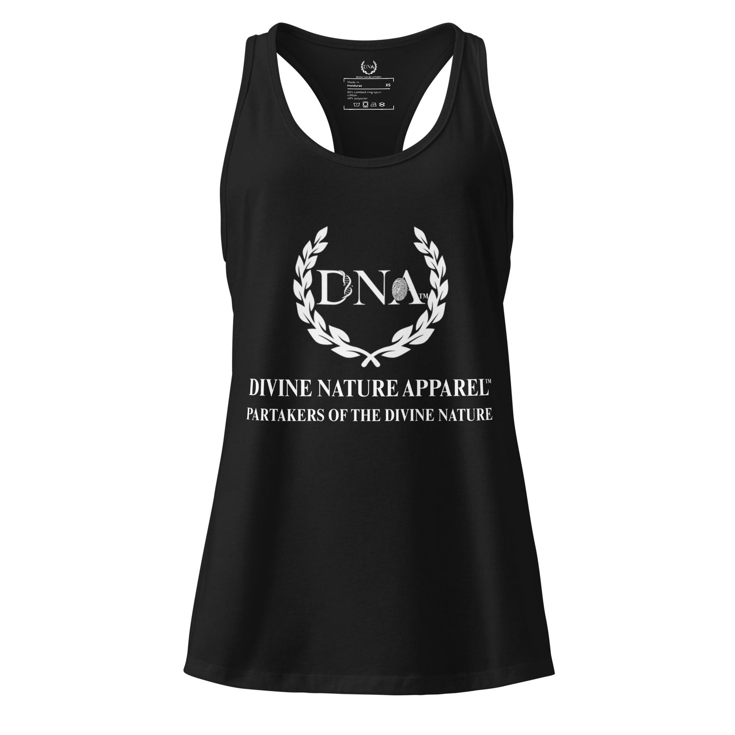 DNA Women’s Ideal Racerback Tank Top with White DNA Logo - divinenatureapparel