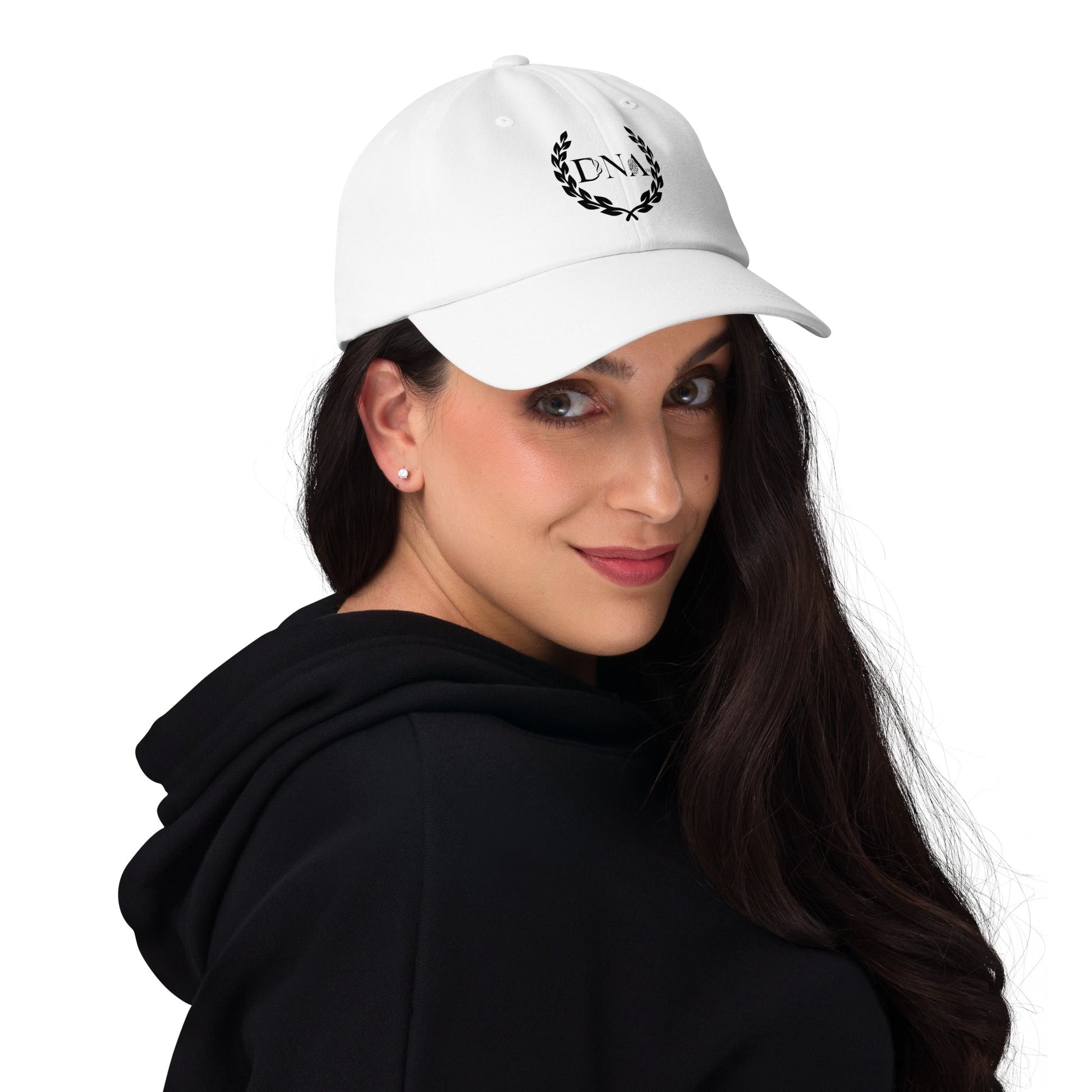 White Dad Hat with Minimalist DNA Logo - Unisex - divinenatureapparel