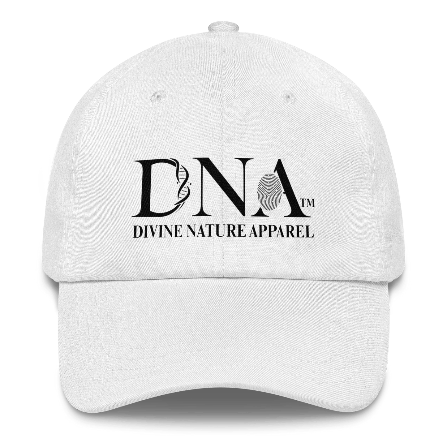 White DNA Dad Hat with Black DNA Only Logo - Unisex - divinenatureapparel