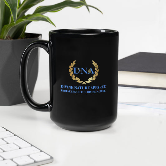 15oz DNA Black Glossy Mug 2 - Sided Full Color Logo - divinenatureapparel