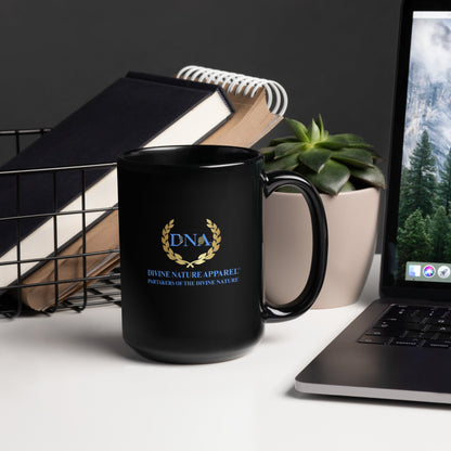 15oz DNA Black Glossy Mug 2 - Sided Full Color Logo - divinenatureapparel