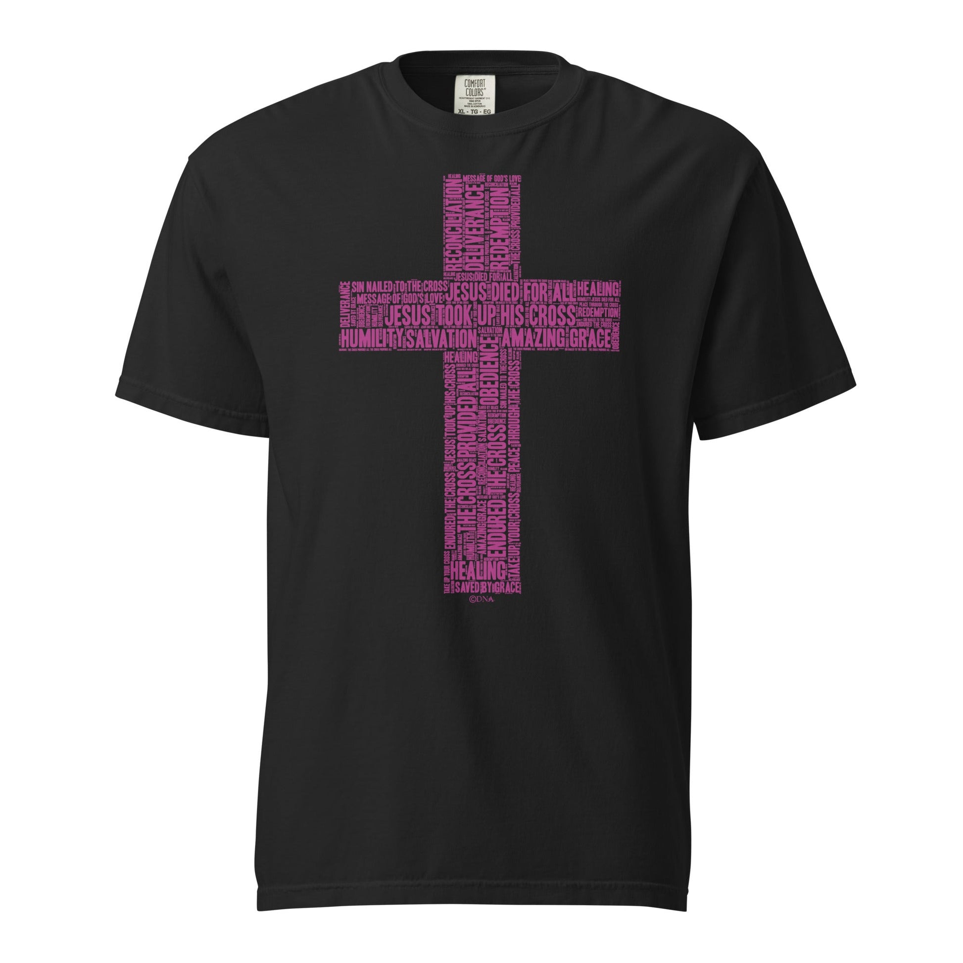 Cross in Pink on Premium Black T-Shirt - Unisex - divinenatureapparel