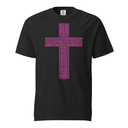 Cross in Pink on Premium Black T-Shirt - Unisex - divinenatureapparel