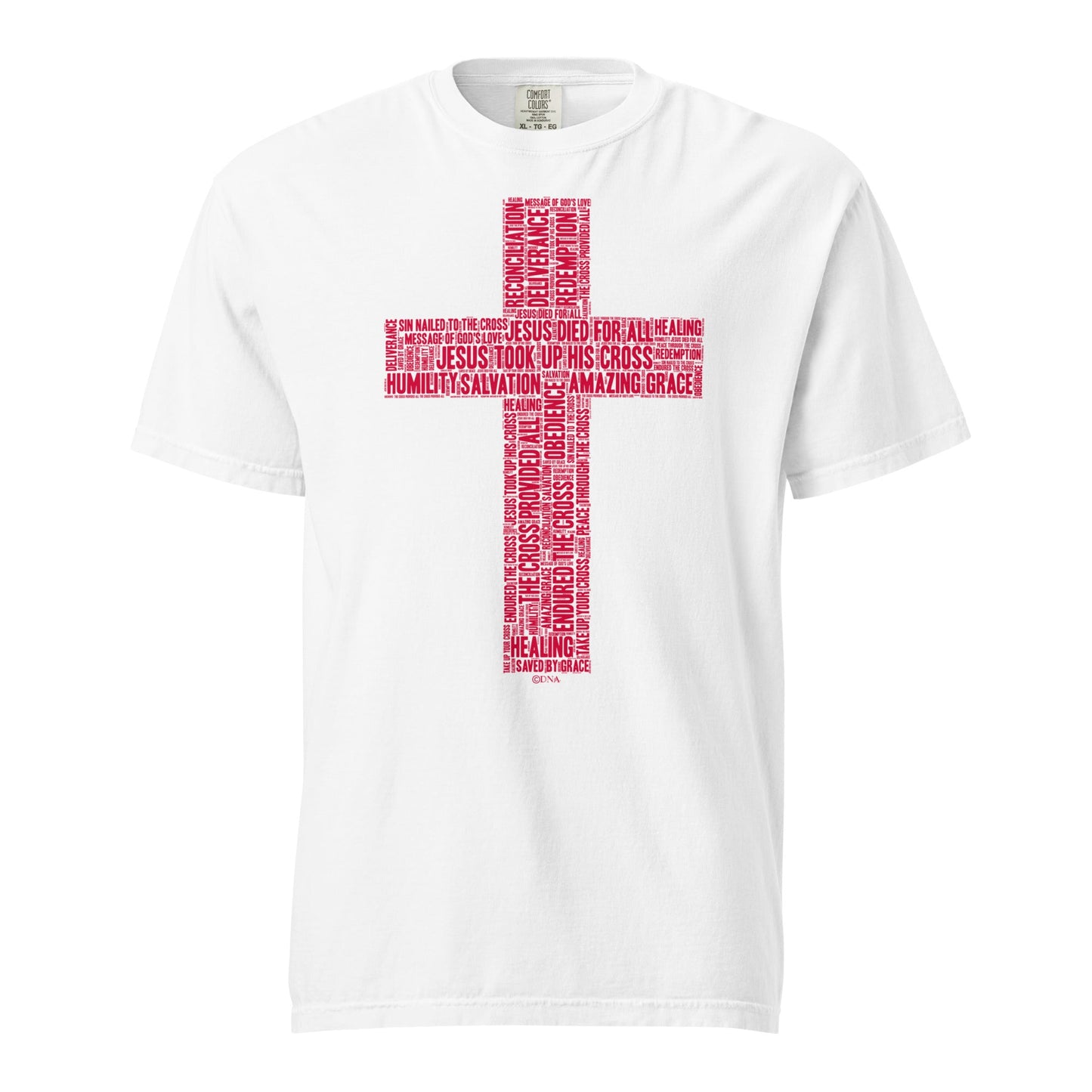 Cross in Ruby Red on Premium White T-Shirt - Unisex - divinenatureapparel