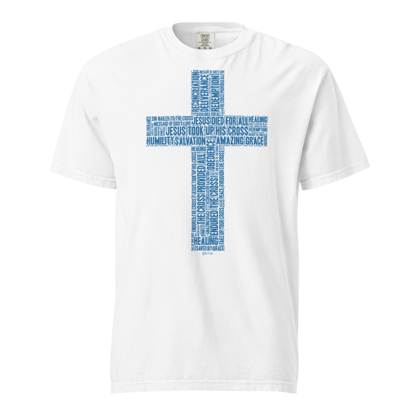 Cross in TruBlu on Premium White T-Shirt - Unisex - divinenatureapparel