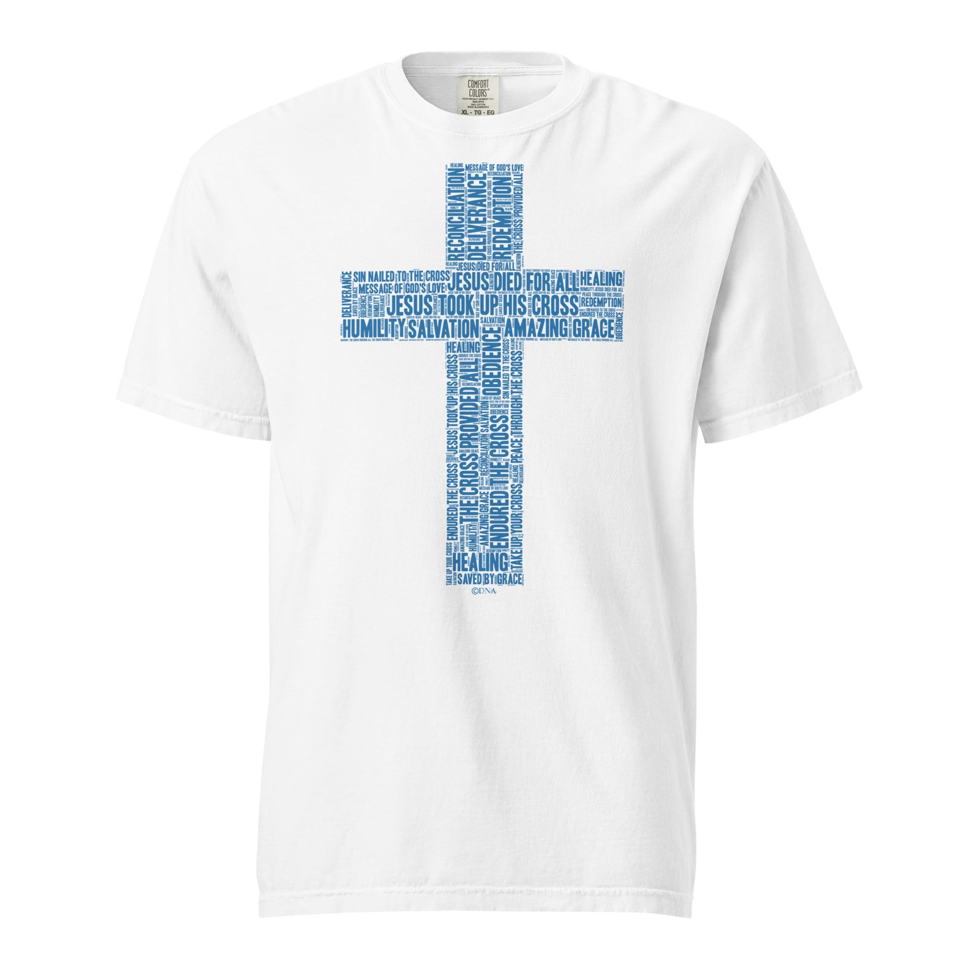 Cross in TruBlu on Premium White T-Shirt - Unisex - divinenatureapparel