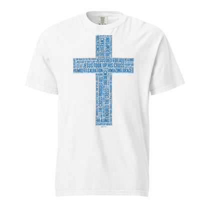 Cross in TruBlu on Premium White T-Shirt - Unisex - divinenatureapparel