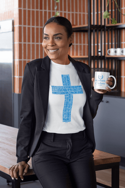 Cross in TruBlu on Premium White T-Shirt - Unisex - divinenatureapparel