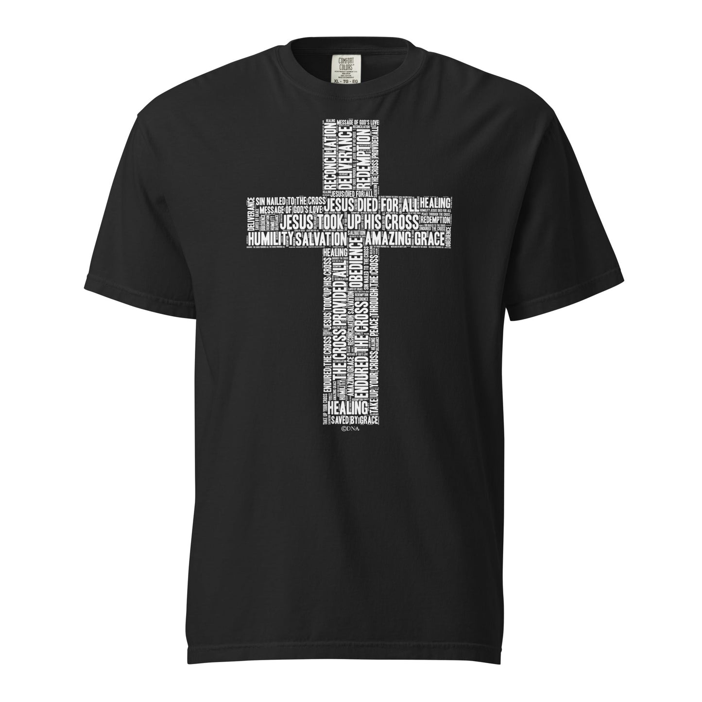 Cross in White on Premium Black T-Shirt - Unisex - divinenatureapparel