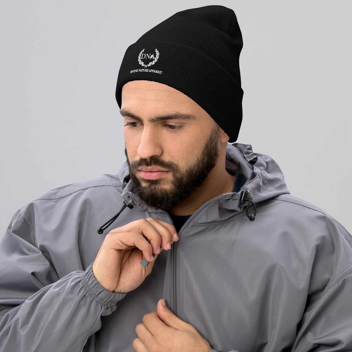 Cuffed Beanie with DNA Minimalist Embroidered Logo - divinenatureapparel
