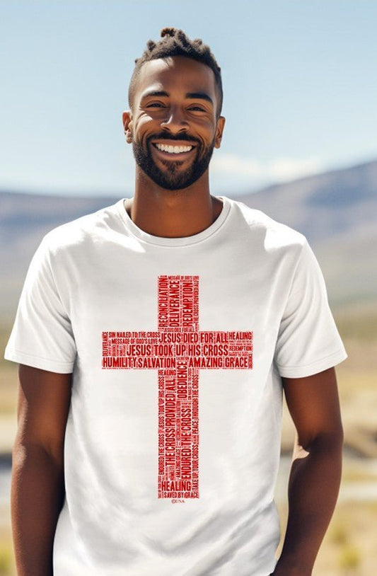 DNA Red Word Cross Unisex T-shirt - divinenatureapparel