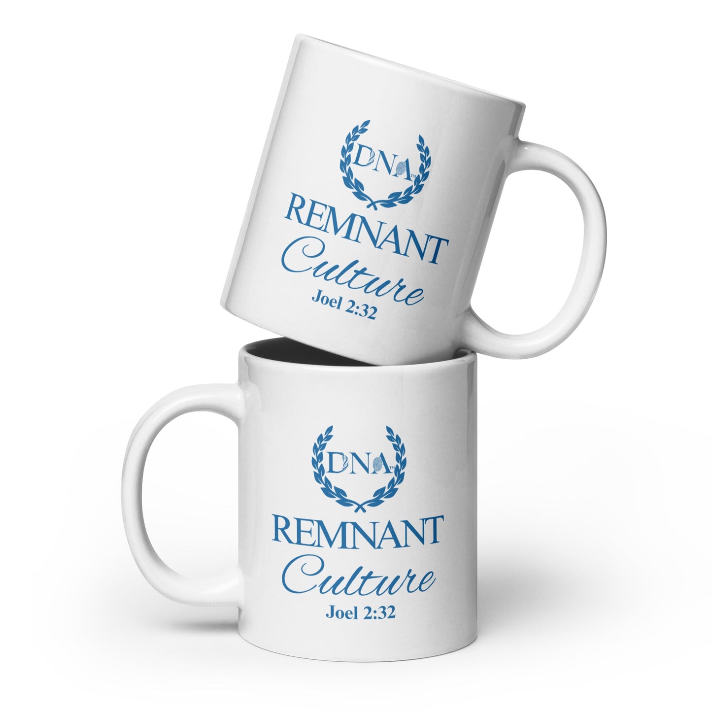 DNA Remnant Culture White Glossy 20 oz Mug - 2 - sided Script Logo - divinenatureapparel