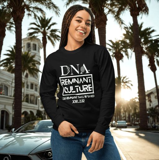 DNA Remnant Long - Sleeve T-Shirt in Black and Blue Jean Grey - divinenatureapparel