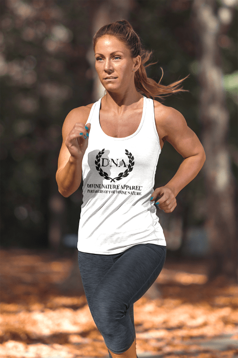 DNA Women's Ideal Racerback Tank Top with Black DNA Logo - divinenatureapparel