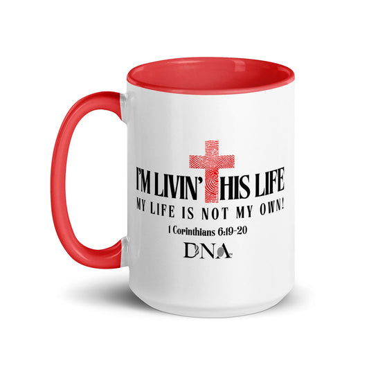 I'M LIVIN' THIS LIFE White and Red 15oz Mug - divinenatureapparel
