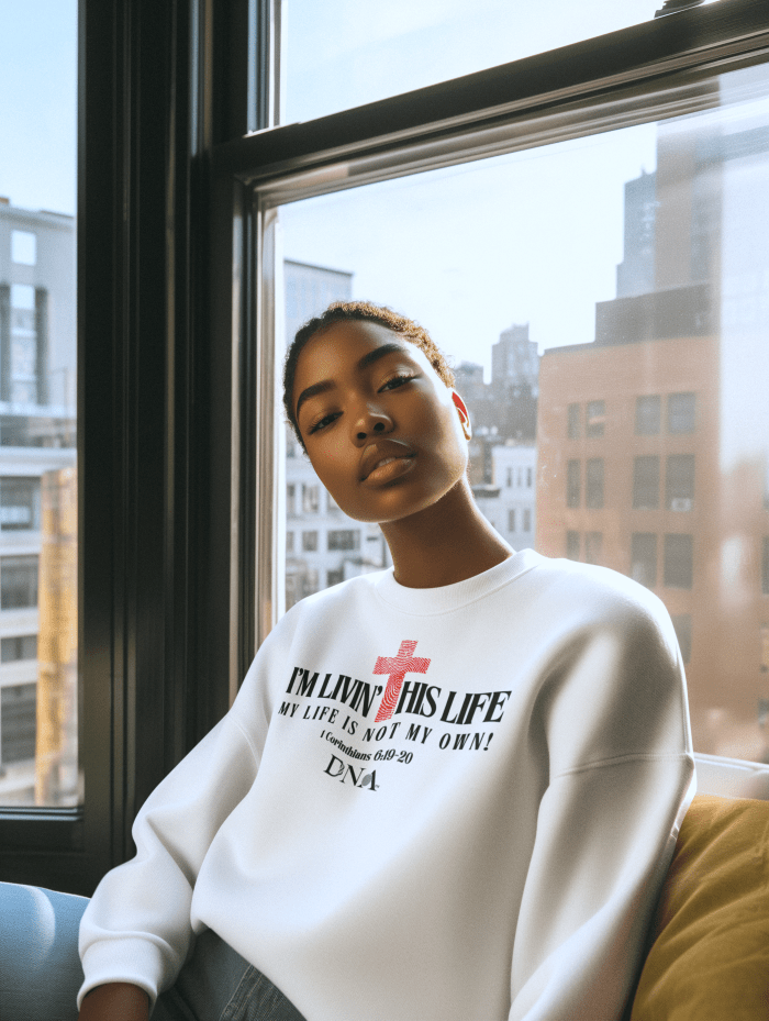 I'M LIVIN' THIS LIFE White Unisex Sweatshirt - divinenatureapparel