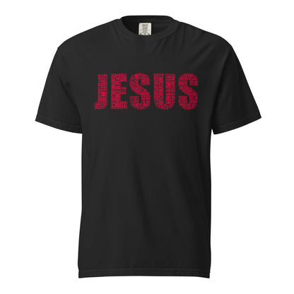 Jesus Ruby Red on Premium Black T-shirt - Unisex - divinenatureapparel