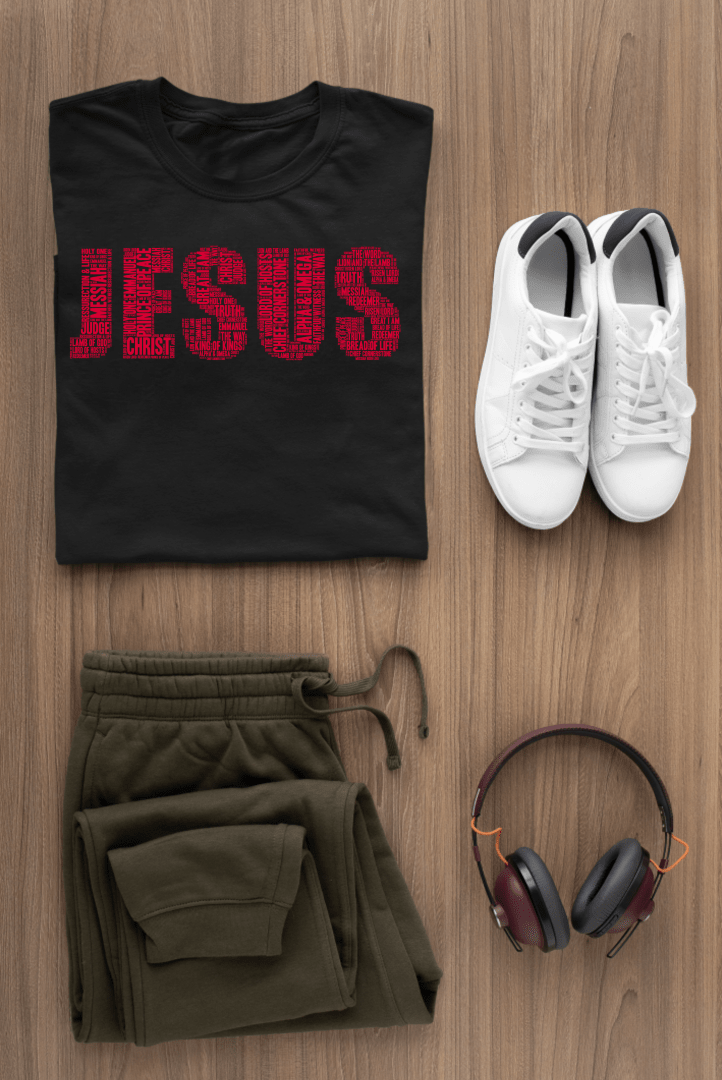 Jesus Ruby Red on Premium Black T-shirt - Unisex - divinenatureapparel