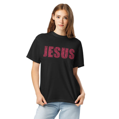 Jesus Ruby Red on Premium Black T-shirt - Unisex - divinenatureapparel