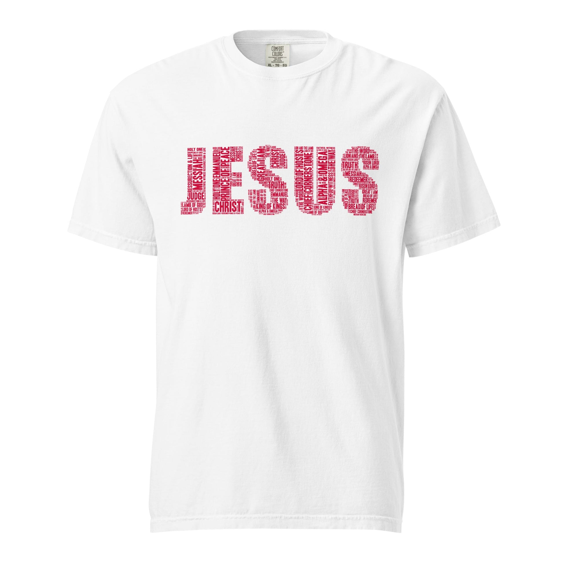 Jesus Ruby Red on Premium White T-shirt - Unisex - divinenatureapparel