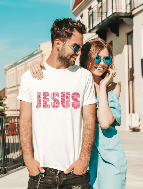 Jesus Ruby Red on Premium White T-shirt - Unisex - divinenatureapparel