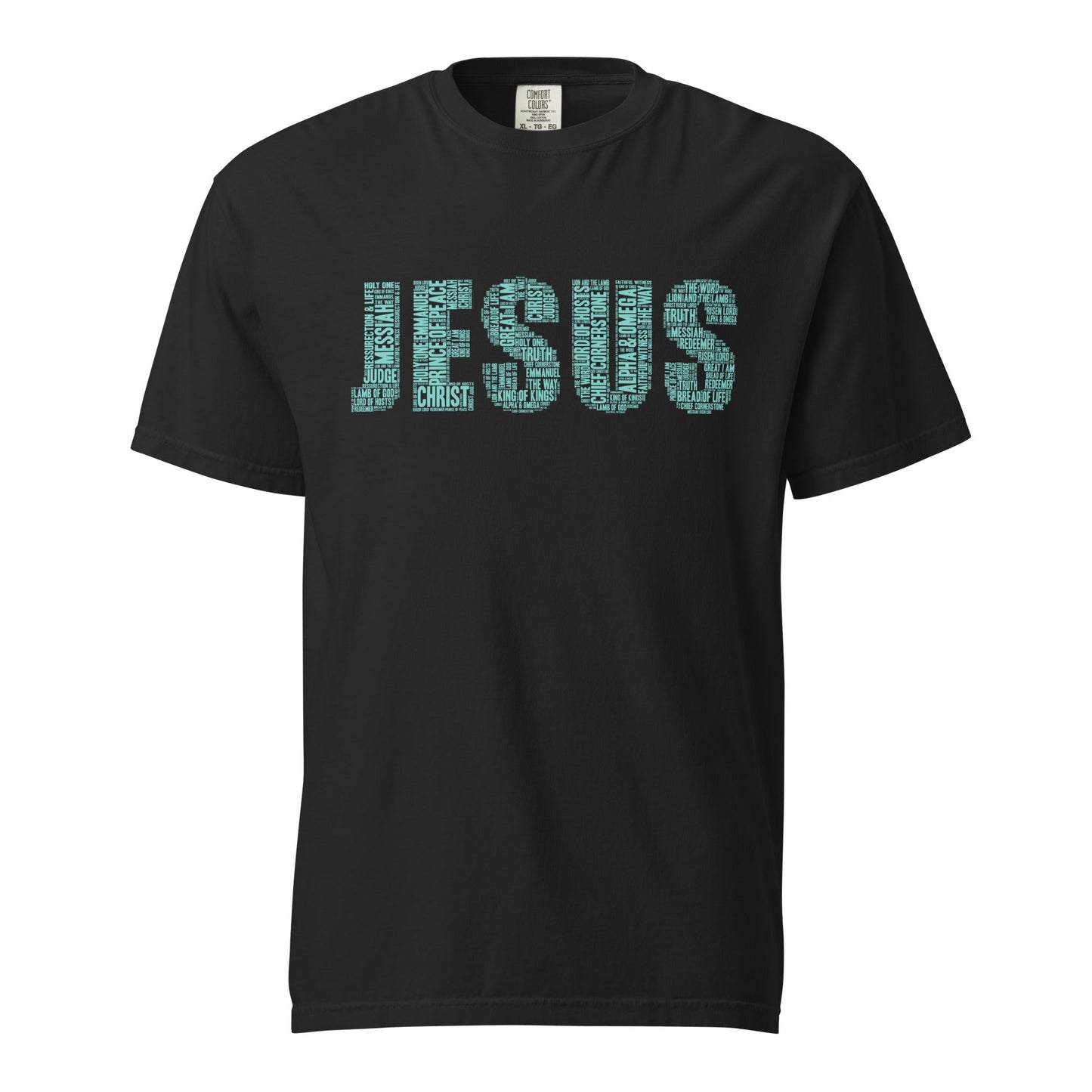 Jesus Tiffany Blue on Premium Black T-shirt - Unisex - divinenatureapparel