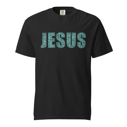 Jesus Tiffany Blue on Premium Black T-shirt - Unisex - divinenatureapparel