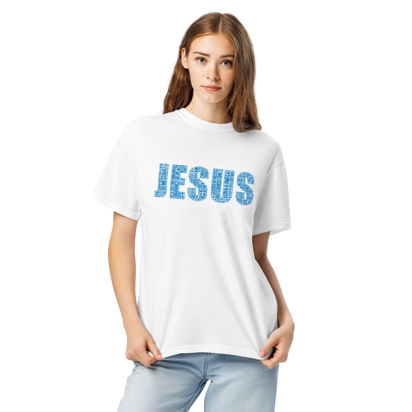 Jesus TruBlu on Premium White T-shirt - Unisex - divinenatureapparel