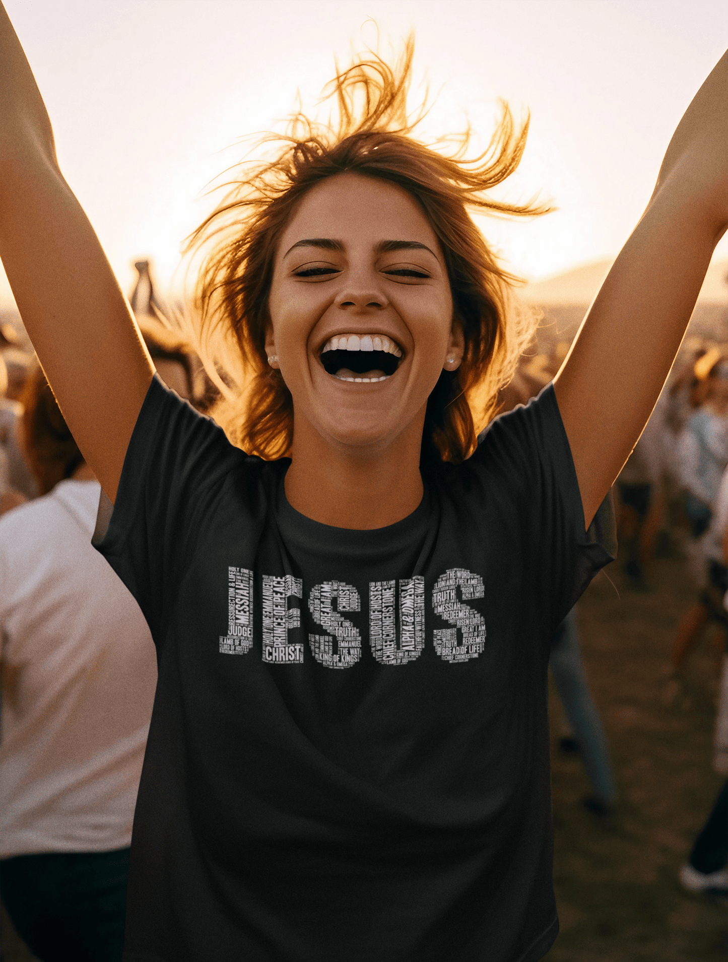 Jesus White on Premium Black/Midnight Blue T-shirt - Unisex - divinenatureapparel