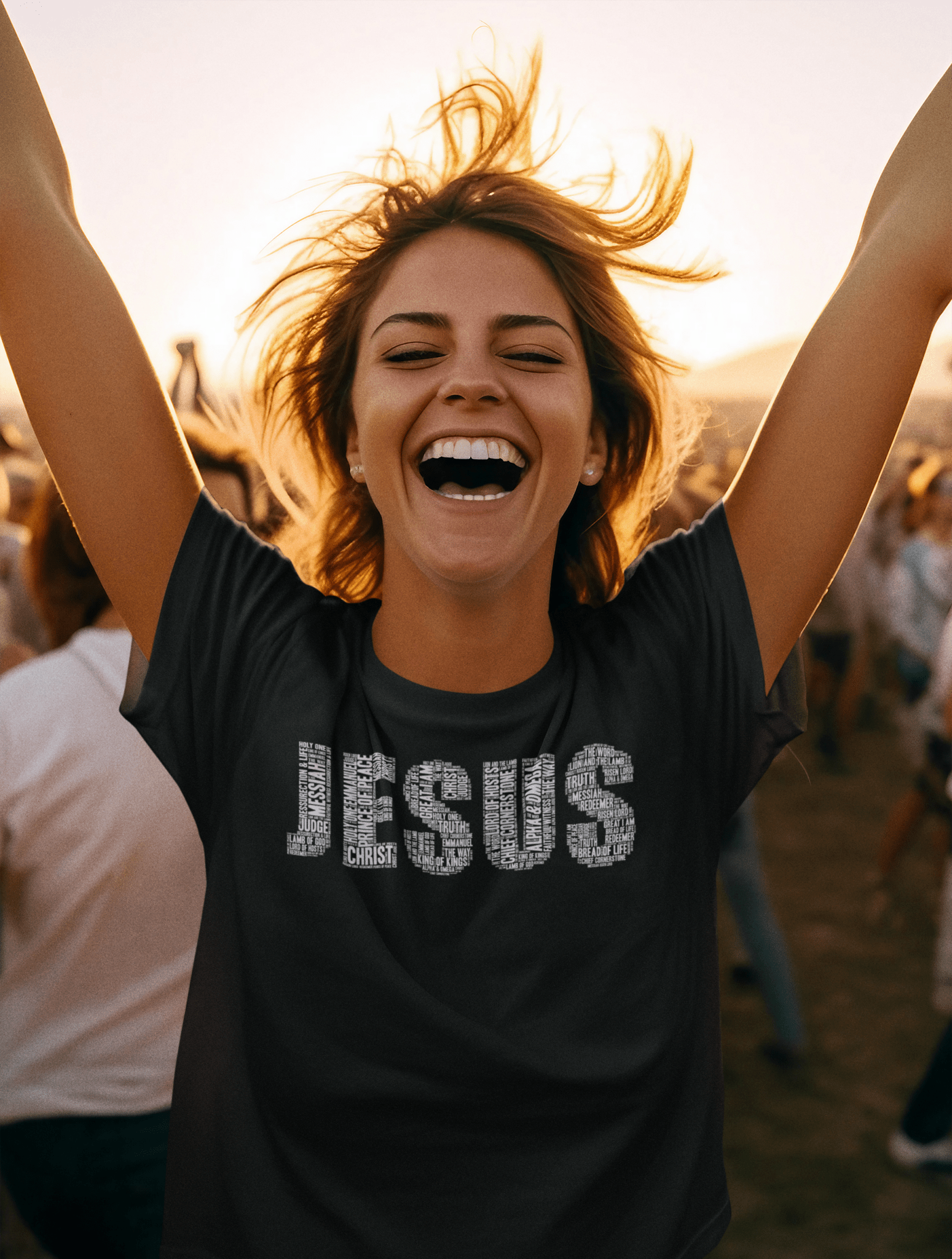 Jesus White on Premium Black/Midnight Blue T-shirt - Unisex - divinenatureapparel