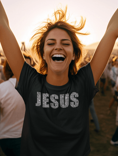 Jesus White on Premium Black/Midnight Blue T-shirt - Unisex - divinenatureapparel