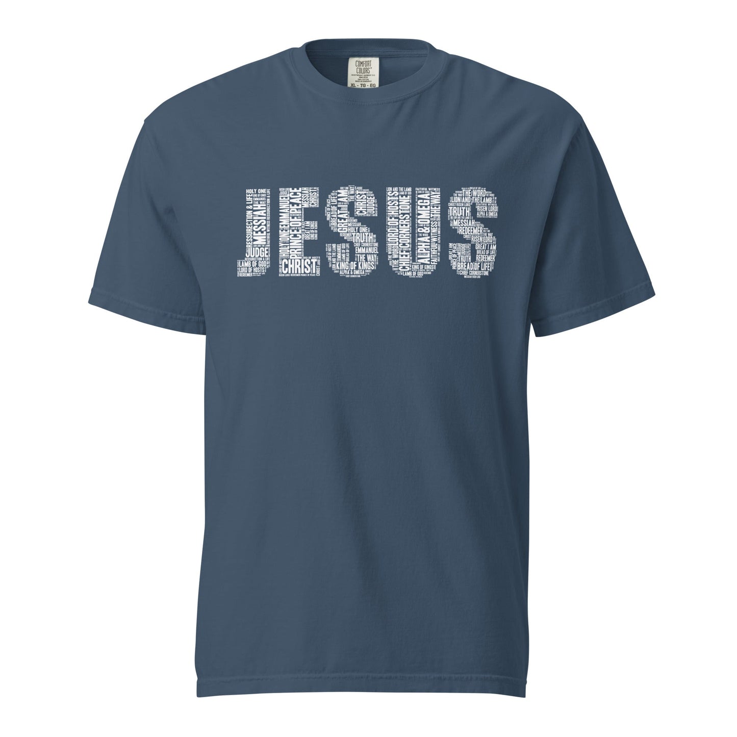 Jesus White on Premium Black/Midnight Blue T-shirt - Unisex - divinenatureapparel