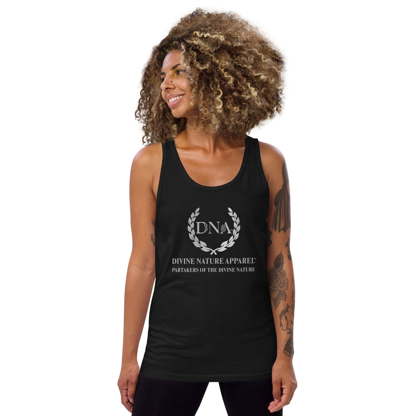 Unisex DNA Jersey Tank with Silver Logo - divinenatureapparel