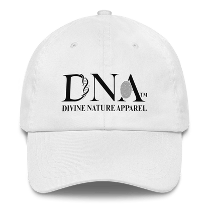 White DNA Dad Hat with Black DNA Only Logo - Unisex - divinenatureapparel